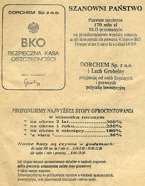 Reklama prasowa BKO z końca 1989 roku