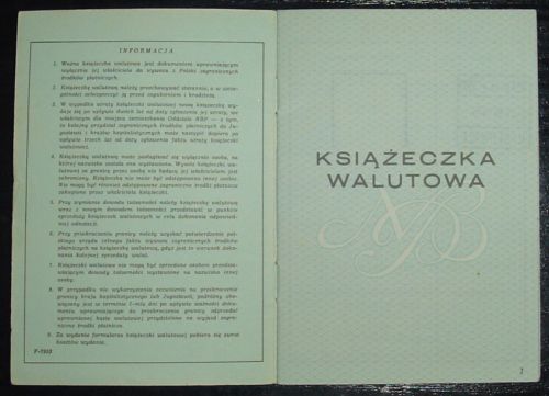 Książeczka walutowa z 1979 roku