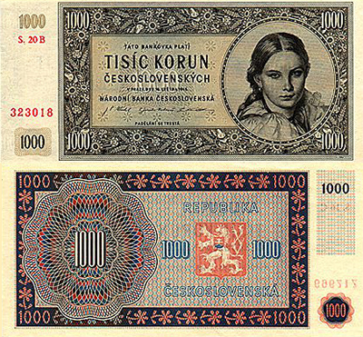 1000 koron czechosłowackich z 1945 roku
